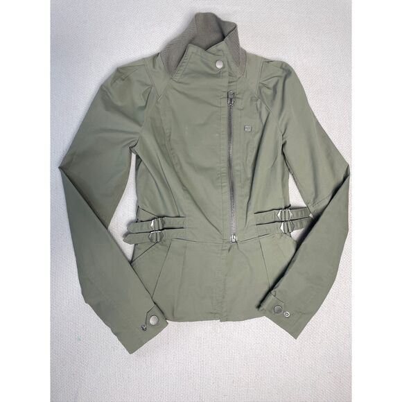 Armani Exchange Jackets & Blazers - Armani Exchange A|X Sage Green Moto Jacket Women's XS Lightweight Buckle Detail